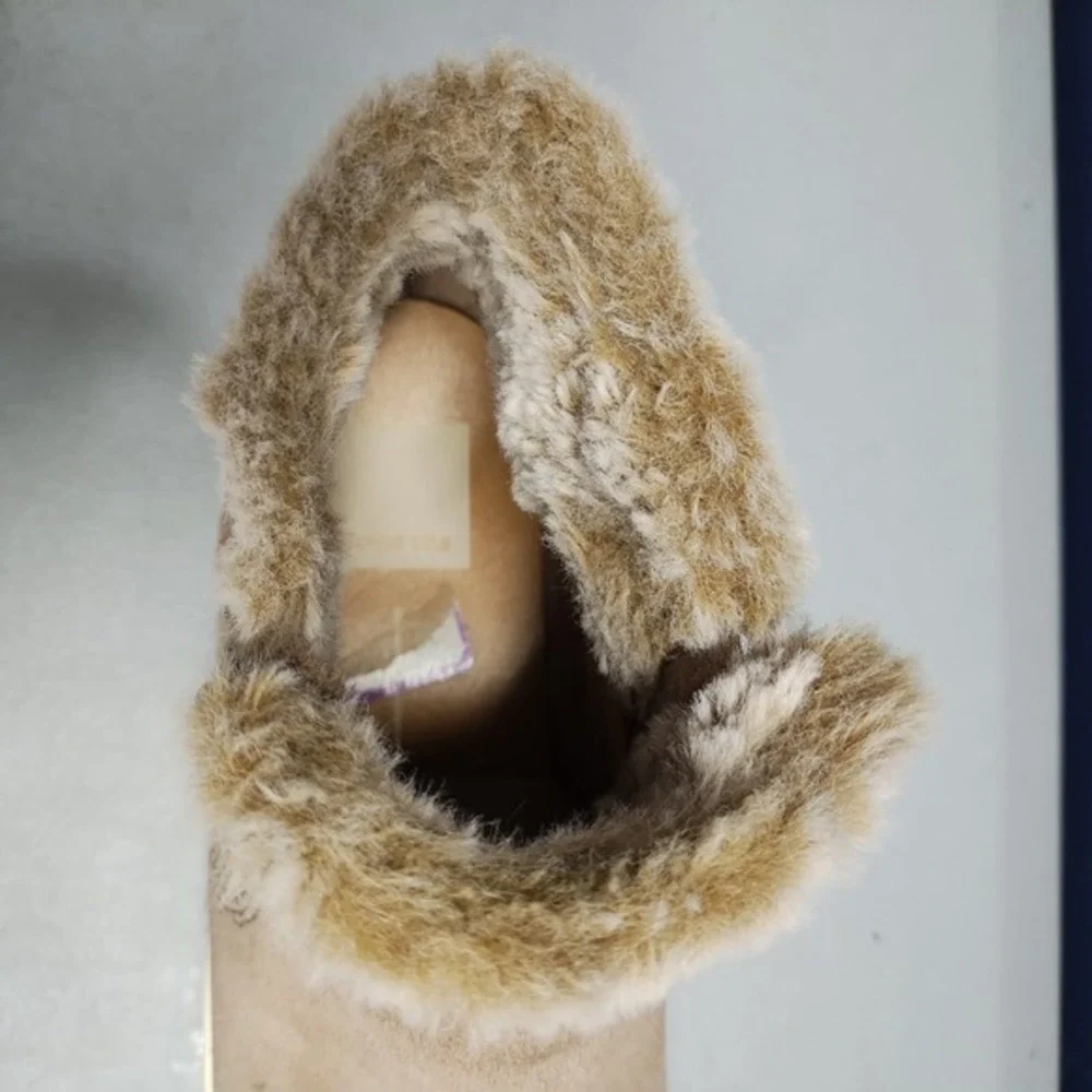 Dolce Vita Sneakers Womens US 6M Brown White Leather Side‎ Zip Faux Fur High Top
